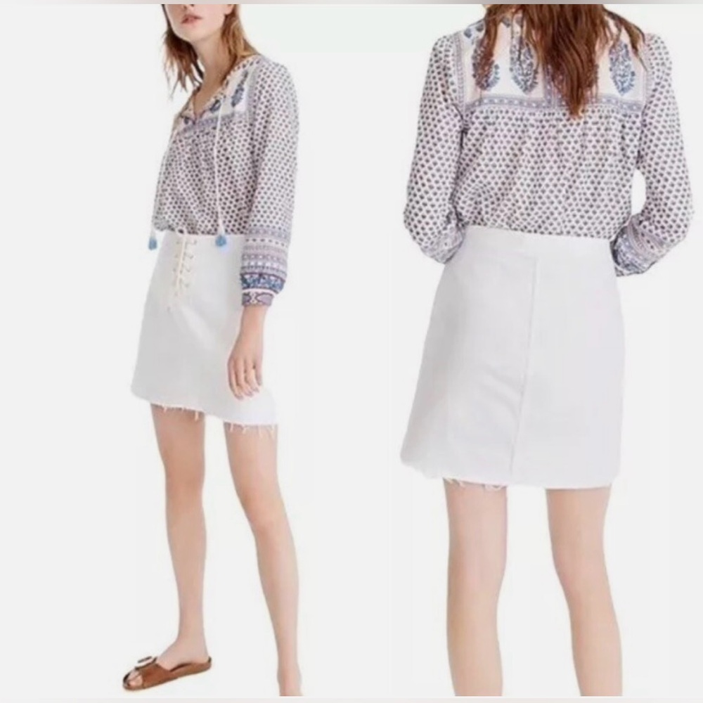 J.Crew raw hem denim White Women's Skirt size 28